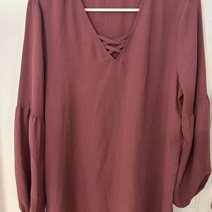Maurices Mauve Blouse with Crisscross Detail